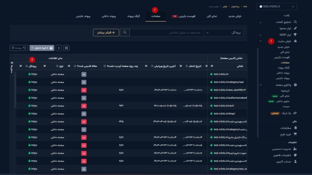 بررسی پروتکل تمام صفحات سایت